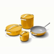 Caraway Cookware+ Collection - Specialty Cookware Set - Petite Cooker, Stir Fry Pan, Rondeau, Stock Pot - 3 s & Storage Organizer Included - Marigold