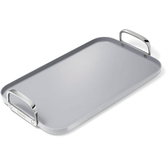 Caraway Double Burner Griddle - 19x12” Griddle Pan - Non-Stick Ceramic Coated - Oven Safe & Compatible with All Stovetops - Gray