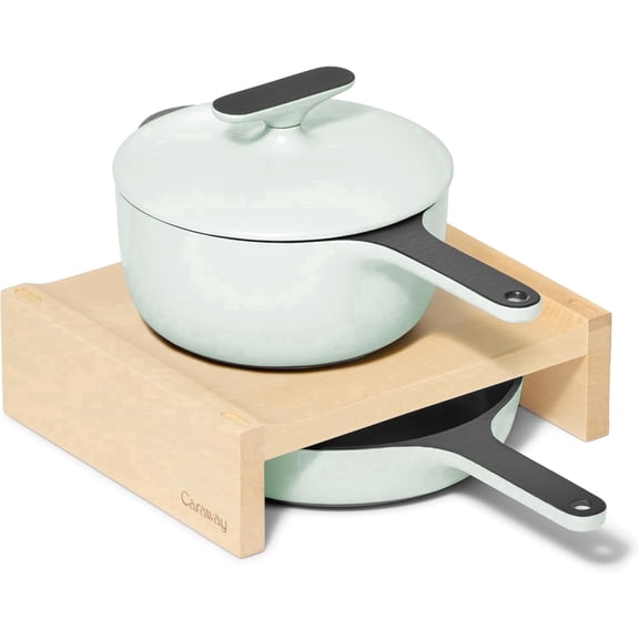 Caraway Enameled Cast Iron Bundle – 8" Mini Skillet, 1.8 qt Sauce Pan with Lid & Storage Organizer – Durable, Cookware for Stovetop & Oven – No Seasoning Required – Light Mist