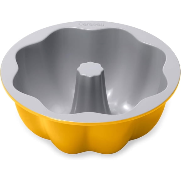 Caraway Fluted Cake Pan - 9.5” Non-Stick Ceramic Baking Pan - Ergonomic & Easy to Handle - Oven Safe up to 550ºF - Marigold