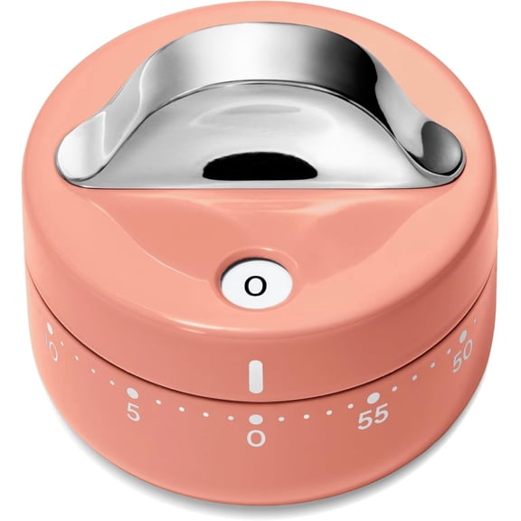 Caraway Mechanical Kitchen Timer - Stainless Steel 60 Minute Wind Up Timer - Side and Top Display for Cooking, Baking, and Daily Routines - Perracotta