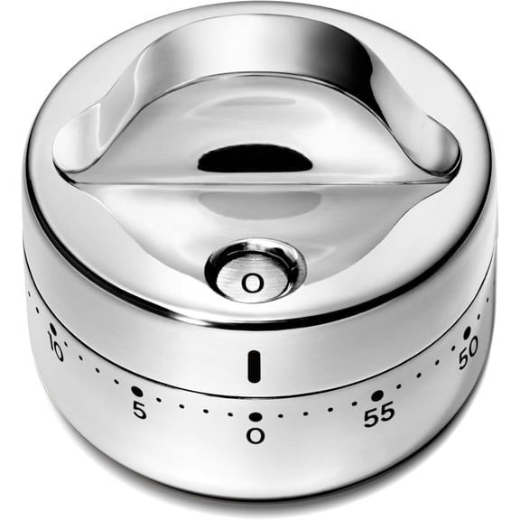 Caraway Mechanical Kitchen Timer - Stainless Steel 60 Minute Wind Up Timer - Side and Top Display for Cooking, Baking, and Daily Routines - Stainless Steel