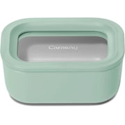Caraway Mini Rectangle Food Storage Container - 2.6 Cup Glass Storage Container for Food - Ceramic-Coated Glass - Air Release Technology - Compact & Stackable Design - Mist