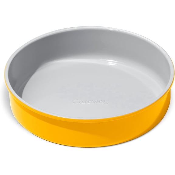 Caraway Non-Stick Ceramic 9” Circle Pan - Naturally Slick Ceramic Coating - Perfect for Birthday Cakes, Tartes, & More - Marigold