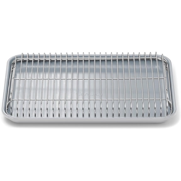 Caraway Non-Stick Ceramic Baking Sheet & Cooling Rack - Ceramic Coated - Perfect for Baking, Roasting, and More - Small (13" x 9") - Gray