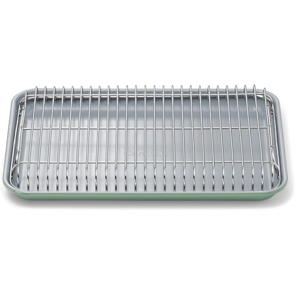 Caraway Non-Stick Ceramic Baking Sheet & Cooling Rack - Ceramic Coated - Perfect for Baking, Roasting, and More - Small (13" x 9") - Sage