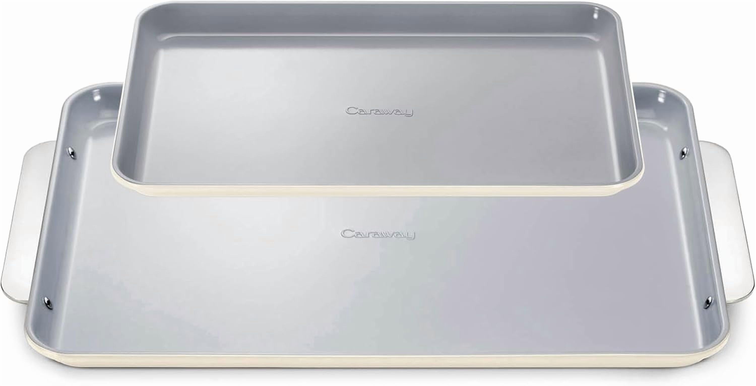 Caraway Non-Stick Ceramic Baking Sheet Duo - Naturally Slick Ceramic Coating - 18 x 13" Large & 15 x 10" Medium - Cream