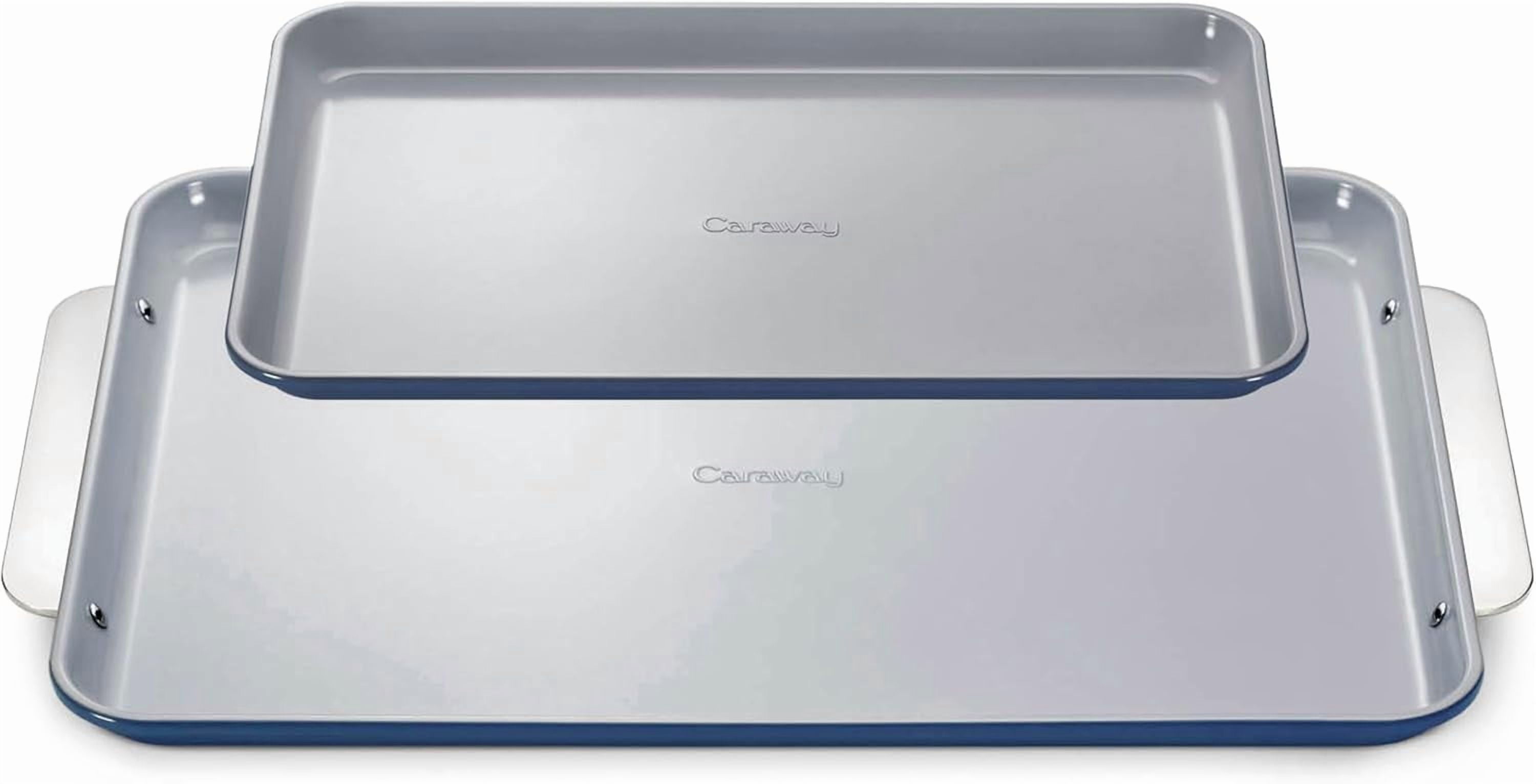 Caraway Non-Stick Ceramic Baking Sheet Duo - Naturally Slick Ceramic Coating - 18 x 13" Large & 15 x 10" Medium - Navy