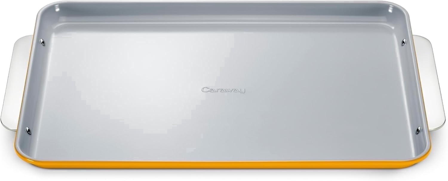 Caraway Non-Stick Ceramic Baking Sheet - Naturally Slick Ceramic Coating - Perfect for Baking, Roasting, and More - Large (18" x 13") - Marigold