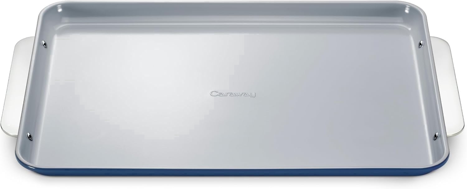 Caraway Non-Stick Ceramic Baking Sheet - Naturally Slick Ceramic Coating - Perfect for Baking, Roasting, and More - Large (18" x 13") - Navy