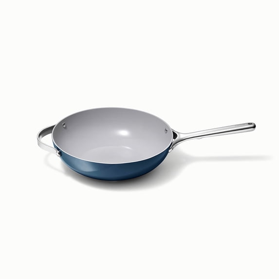 Caraway Non-Stick Stir Fry Pan - 12” Wok-Inspired Pan - - High-Sloped Walls - Stainless Steel Handles - Navy