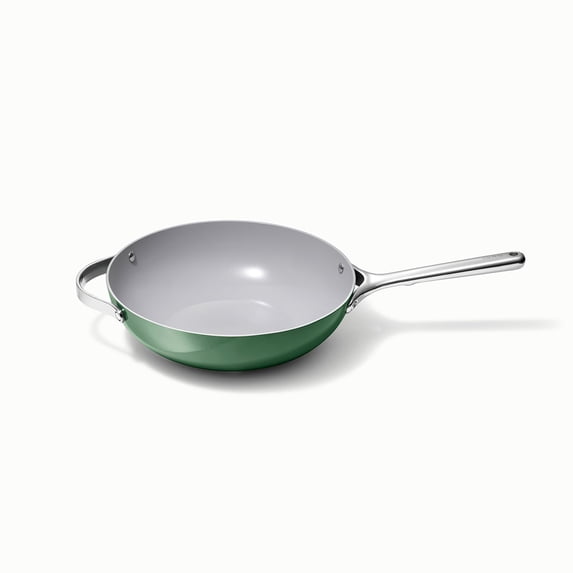 Caraway Non-Stick Stir Fry Pan - 12” Wok-Inspired Pan - - High-Sloped Walls - Stainless Steel Handles - Sage