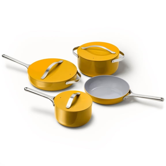 Caraway Ceramic Non-Stick Pots & Pans Cookware Set, 12- Piece, Marigold
