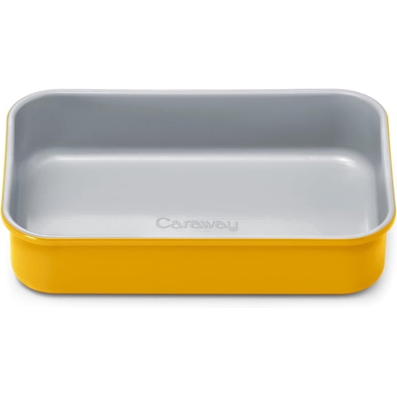 Caraway 9" x 6.5" Ceramic-Coated Rectangle Baking Pan, Aluminized Steel Core, Oven Safe Bakeware for Casseroles, Lasagna & Roasting, Marigold