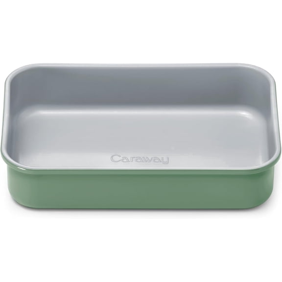 Caraway Nonstick 9” x 6.5” Small Rectangle Baking Pan - Aluminized Steel Core – Deep Ceramic Baking Pan for Casseroles, Lasagna & More - Sage