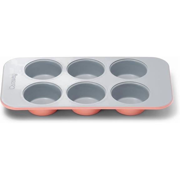 Caraway Nonstick Ceramic 6 Cup Muffin Pan – Oven Safe – Aluminized Steel Core – Small Muffin Pan for Baking Cupcakes, Muffins & More - Perracotta