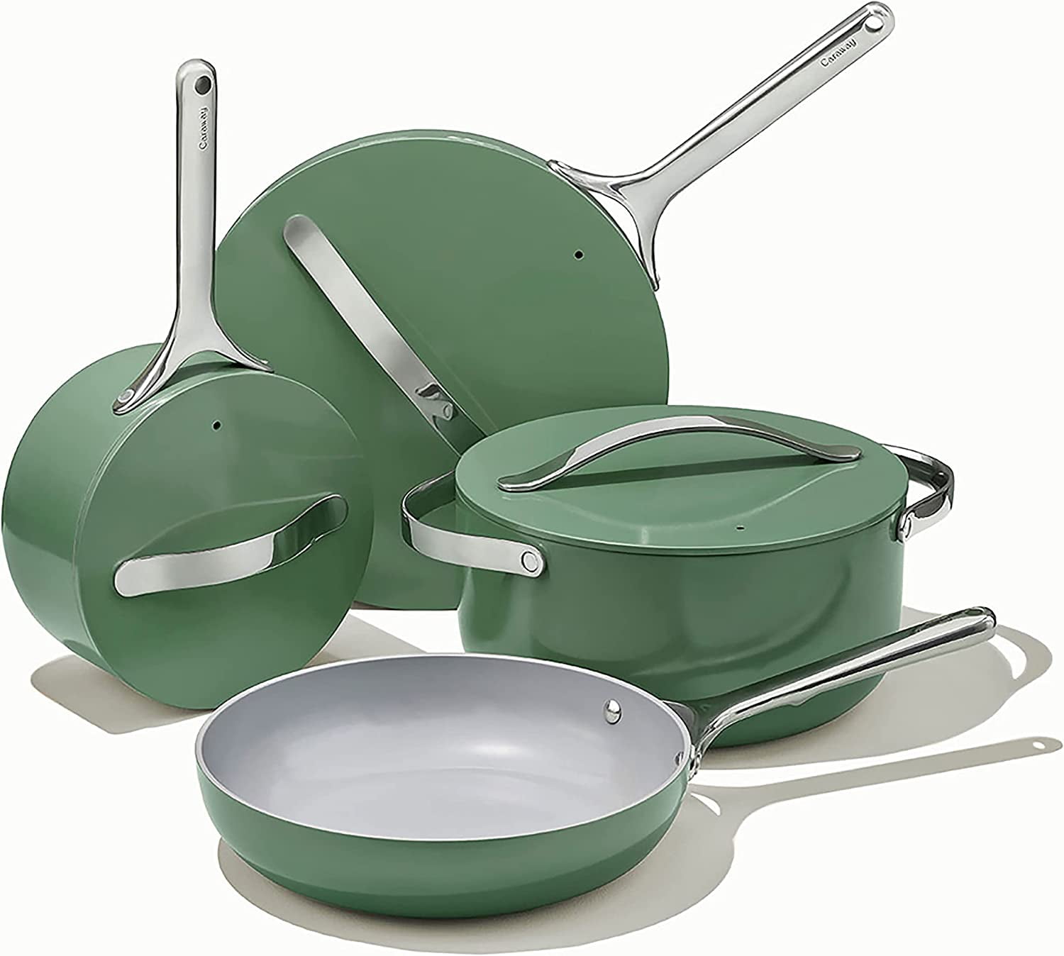 Caraway Nonstick Ceramic Cookware Set (12 Piece) Pots Pans Lids and Kitchen Storage Non Toxic