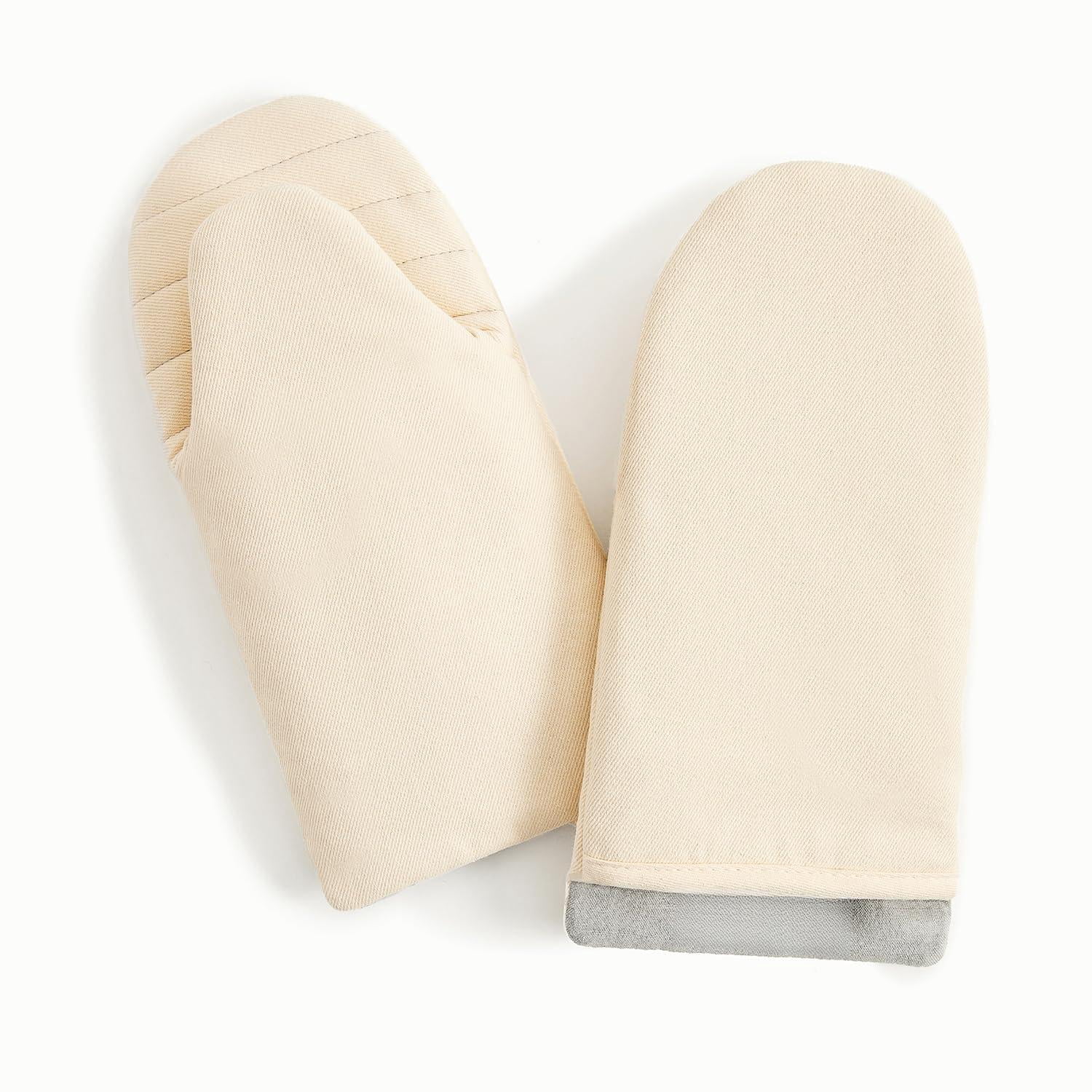 Oven Mitts Cotton Cream, Set of 2 for Hot Kitchenware Handling