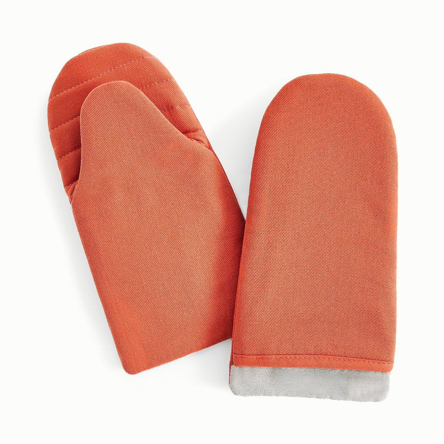 Oven Mitts Cotton Double-layer Stain-resistant Stitching Safe Handling Hot Kitchenware Set 2 Perracotta