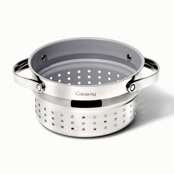 Caraway Small & Large Steamer Set  Made with Handles - Non Stick, Coating - Steam Veggies, Seafood, and More - Compatible With Our Dutch Oven or Sauce Pan  3qt & 6.5qt - Stainless Steel