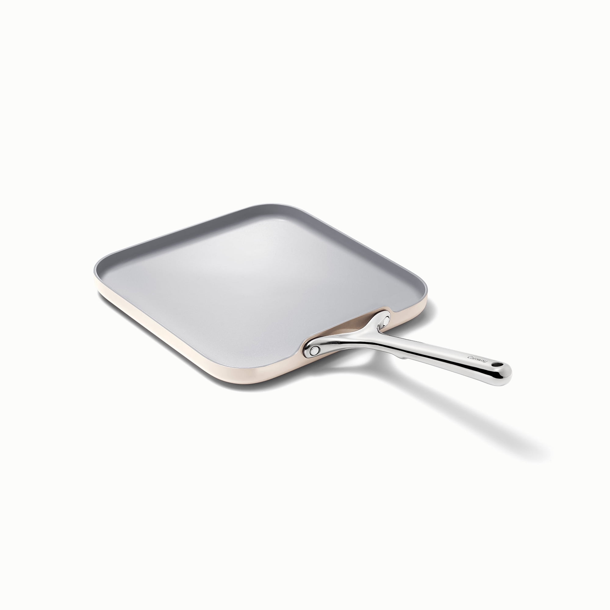 Caraway Square Griddle Pan - 11” Square Pan - Non-Stick Ceramic Coated - Oven Safe & Compatible with All Stovetops - Cream
