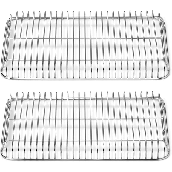 Caraway Stainless Steel Cooling Rack Set - 2x 9"x13" - For Cooling Baked Goods, Icing, & More - Designed to Fit Into Our Small Baking Sheet - Stainless Steel