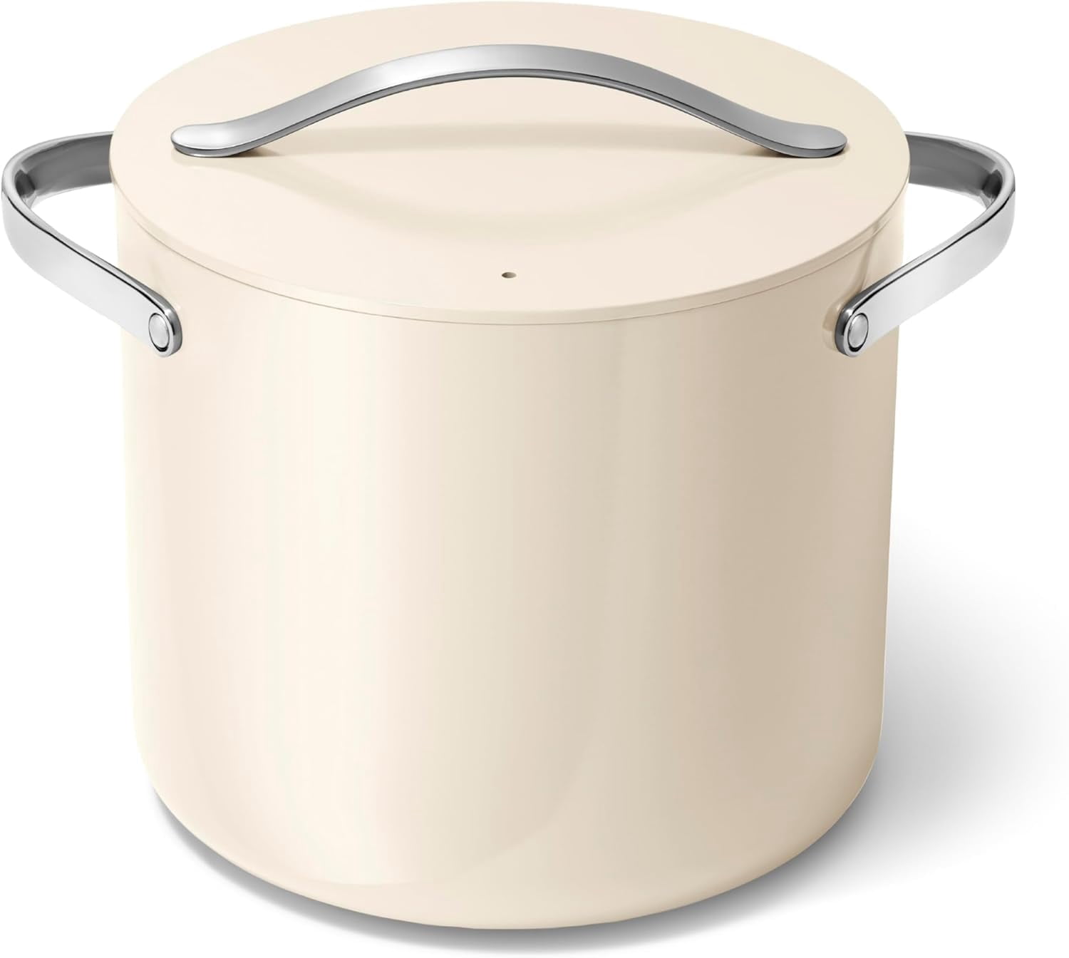 Caraway Stock Pot - 12 Qt Ceramic Coated With - - Large for Bigger Batches - Cream