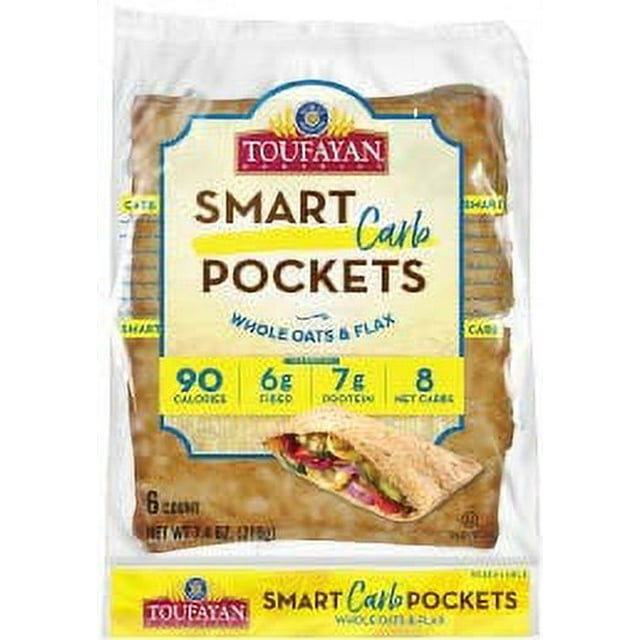 Carb Pockets Square Pita Bread, Low Carb, Low Calorie, 7G Protein, 6G