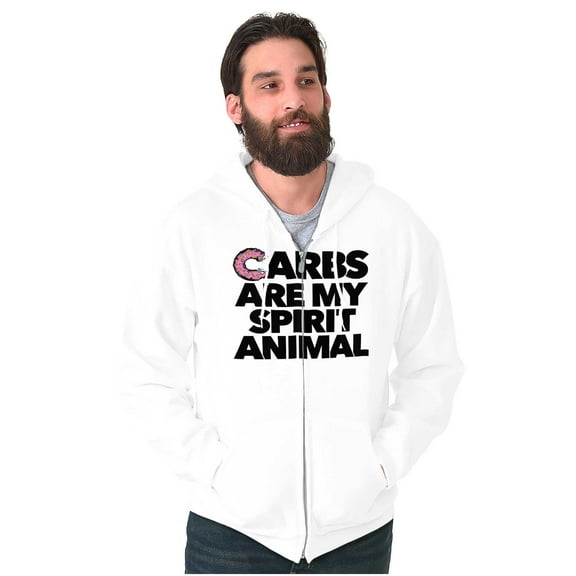 Carb Spirit Animal Donut Pizza Foodie Unisex Fleece Graphic Zip Up Hoodie Brisco Brands 2X