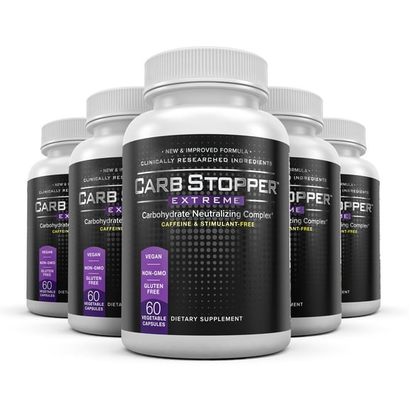 Carb Stopper Extreme (5 Pack) Carbohydrate Blocker for Weight Loss, 60 Caps Each