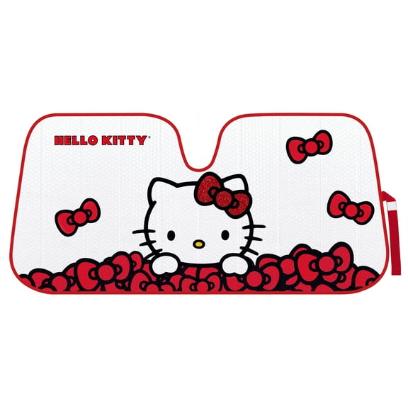 Carbella Hello Kitty Car Windshield Sun Shade, Official Sanrio Accordion Style Sunshade for Car Window, Cute Kawaii Car Sun Shade Windshield, Hello Kitty Car Accessories for Women ﻿(Red Bow Dreams)