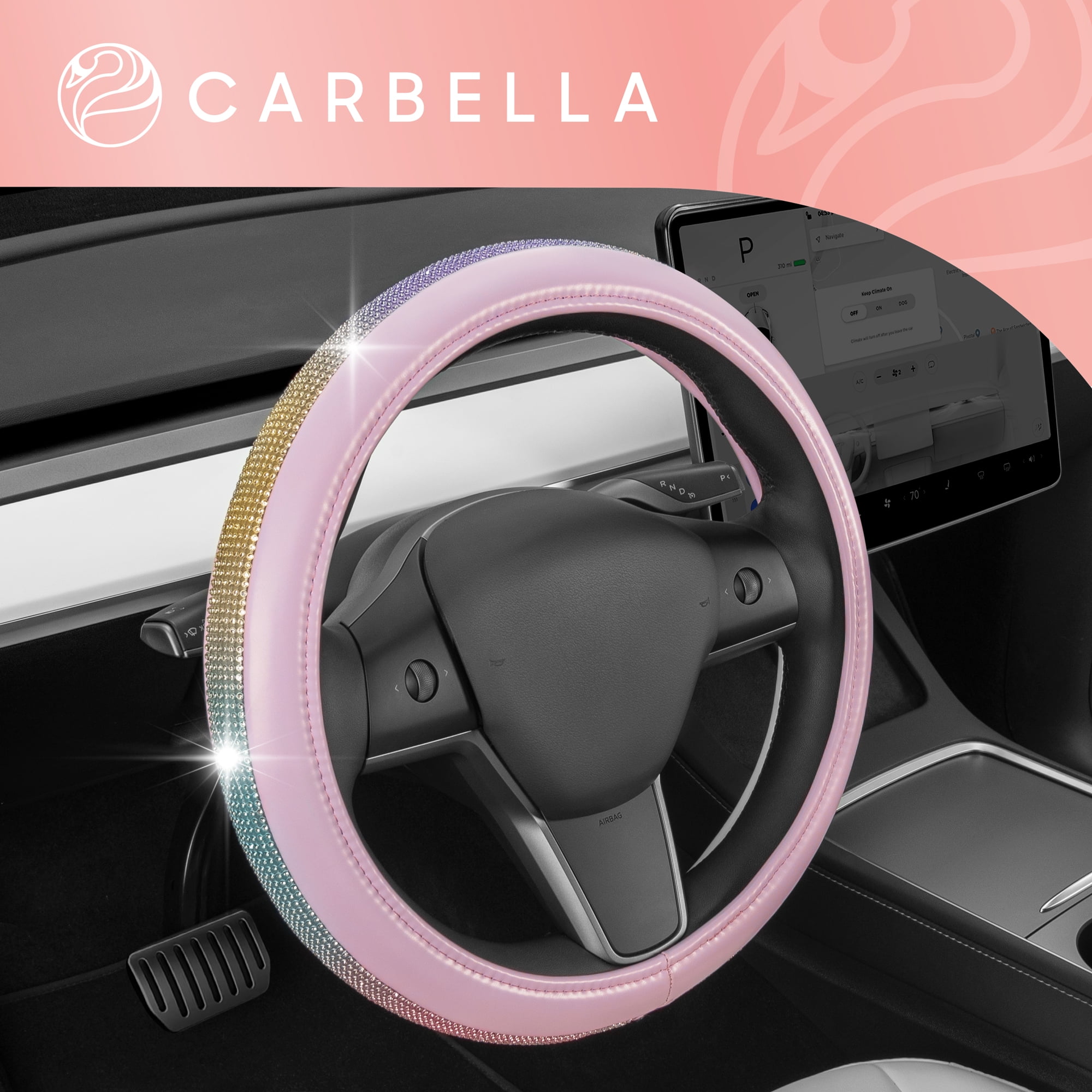 Pink steering 2024 wheel cover