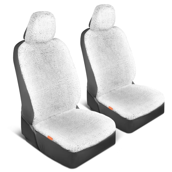 Carbella Plush Sherpa Fleece Car Seat Cover, 1 Piece Gray Seat Cover for Cars with Soft Cushioned Touch, Cute Automotive Interior Protector for Trucks Van SUV, Car Accessories for Women