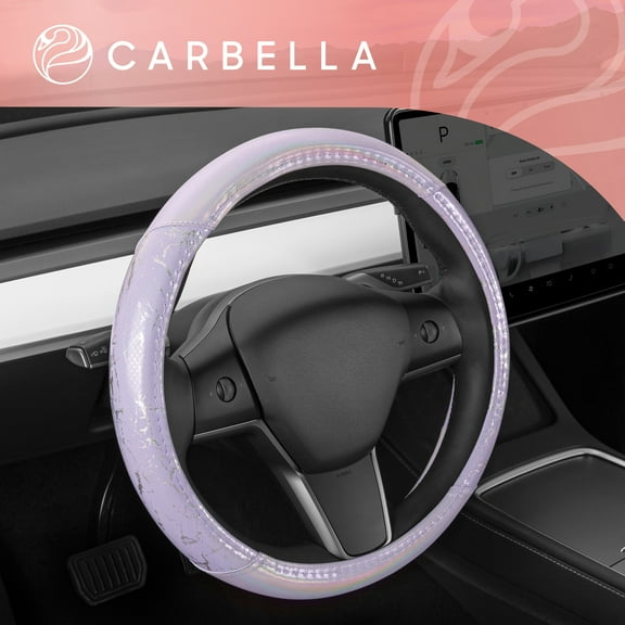 Carbella Purple Holographic Steering Wheel Cover for Women, Standard 15 Inch Size Fits Cars Trucks SUV