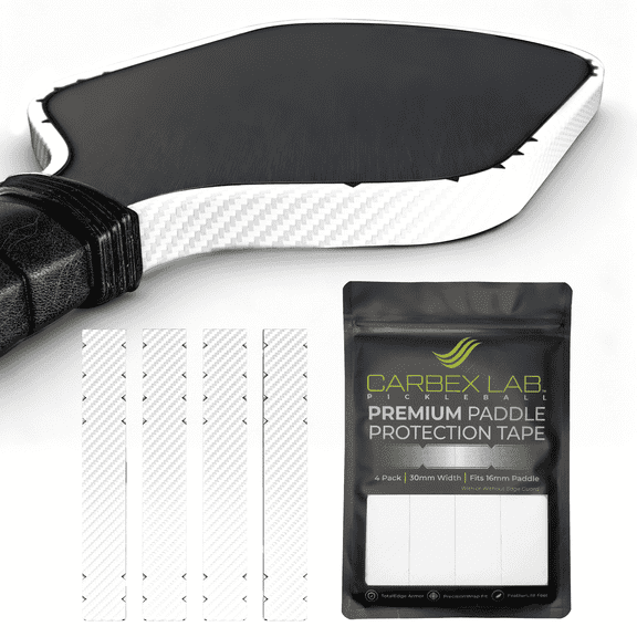 Carbex Lab Pickleball Edge Guard Tape  Carbon White  30mm Width for 16mm Paddle  4-Pack PU Protection Strips  Edge Protector Wrap, Wrinkle-Free Guard, Court-Safe Accessory