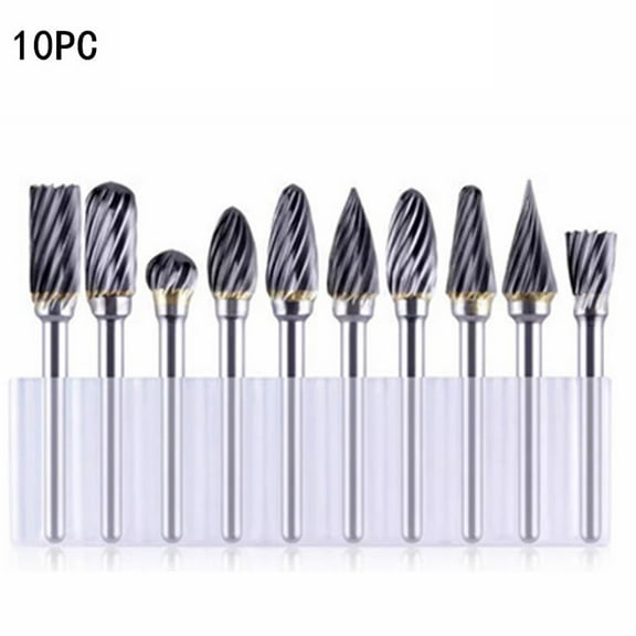 Carbide Burr Set 1/8"Shank 10PCS Die Grinder Rotary Tool Rasp Bits Kit