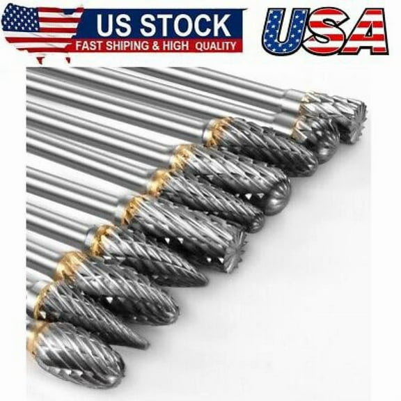Carbide Burr Set Compatible with Dremel Rotary Tool 10Pcs Die Grinder Bits