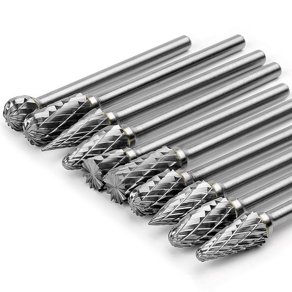 Carbide Burr Set Compatible with for Rotary 1/8inch Shank 10PCS Die Grinder Rotary Tool Rasp Bits Accessories