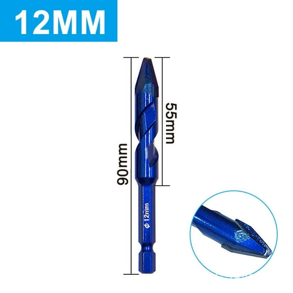 Carbide Drill Bit 6-12mm for Wall Glass Wood Metal Tiles High Hardness Wear Resistant Diamond Tipped Drilling Tool 12Mm