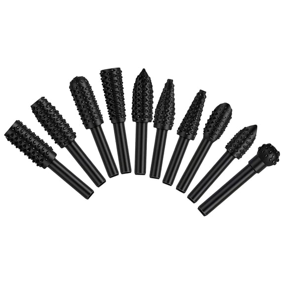 Carbide File Drill Bit Set For Wood Carving, 1/4 Inch Rotary Burr Tools For Woodworking Metalworking, Drilling Equipment Accessories (Black ,1.2CM)