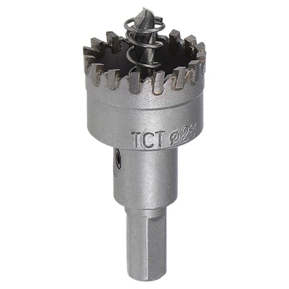 Carbide Hole Cutter 28mm Hole Saw High Density Cemented Carbide Teeth Triangular Shank for Stainless Steel Metal
