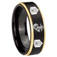 thumbnail image 1 of Carbide Marines Sergeant Step Edge Black Gold Tungsten Ring 10MM, 1 of 2