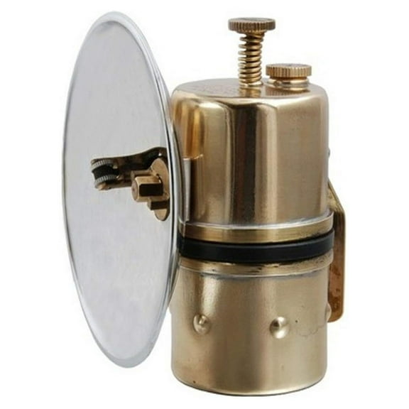 Carbide Miners Lamp - White Brass Camping & Caving Light - 23 Hour Burn Time - Flint Striker - Portable Outdoor Lighting for Exploration & Emergency