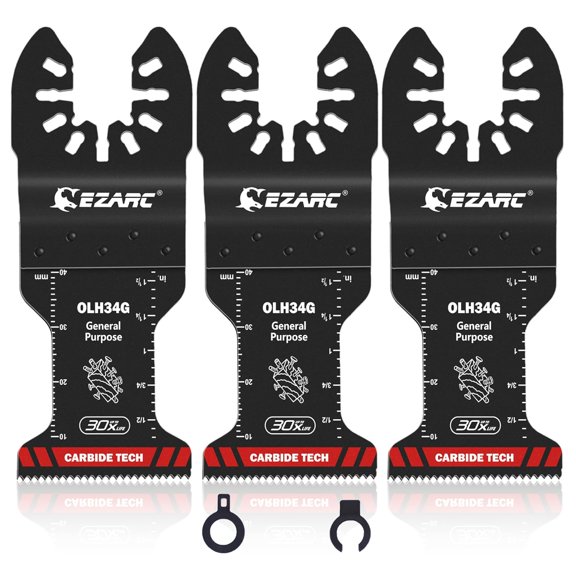 Carbide Oscillating Saw Blades, General Purpose Multitool Blades Quick Release for Metal, Nails, Wood, Plaster, Drywall and PVC, 3-Pack