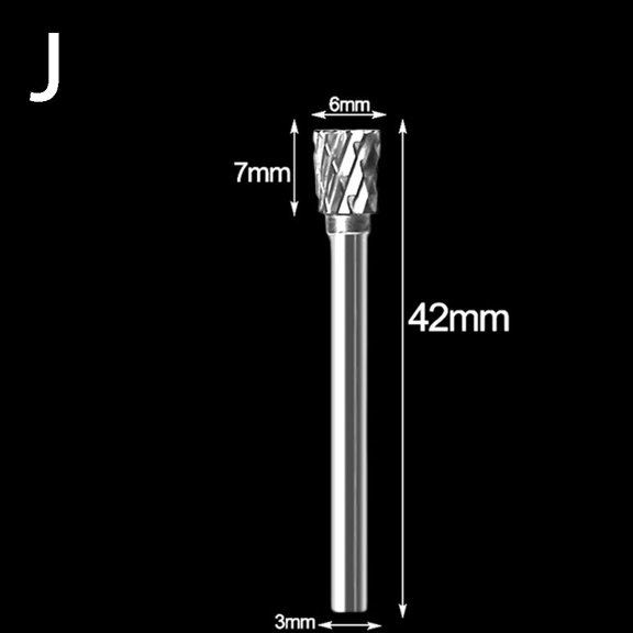 Carbide Rotary Burrs for 3x6mm Double Cut, HRC70 Hardness Steel Grinding Bits for Metal Wood Carving Deburring Polishing(J)