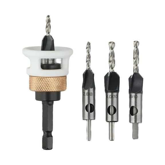 Carbide Tipped Counter Sink Drill Bits With Low Friction Depth Stop, 1/4\" Quick Change Hex Shank Drill For Plastic, Woodworking