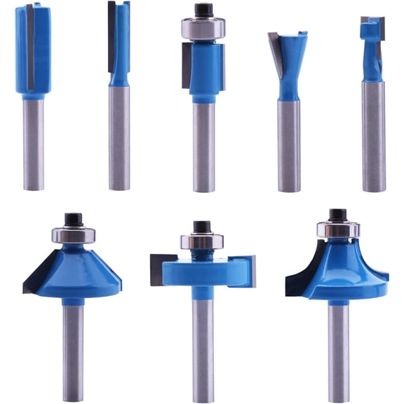 Carbide Tipped Router Bits (8 PCS) with 1/4" Shank, Wood Milling Saw Cutter by LU&MN, All Purpose (for Woodwork, Cutting, Trimming Wood)