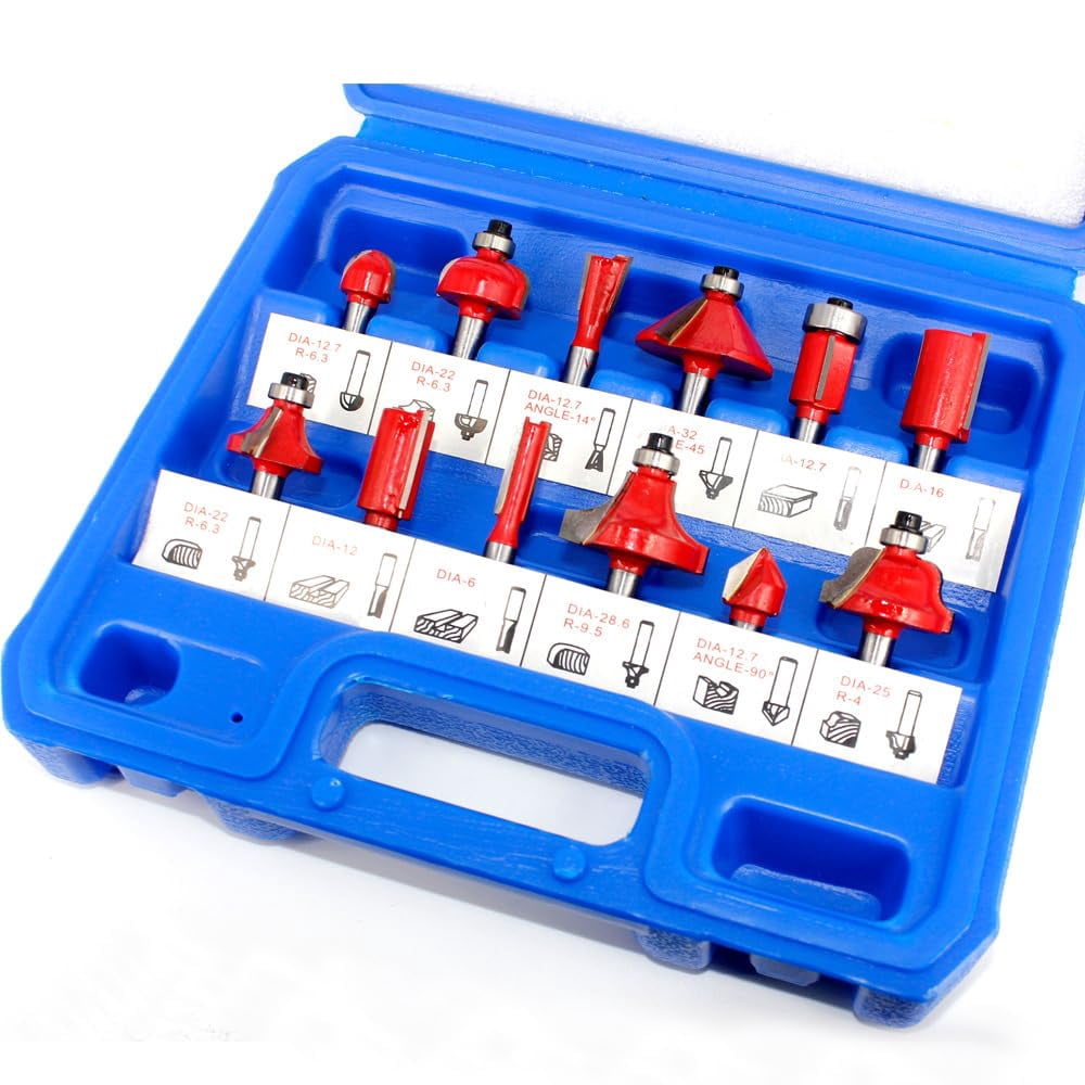 Carbide Woodworking Router Bit Set, 1/4