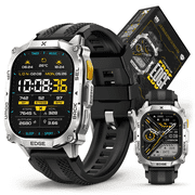 Carbinox Edge Smart Watch Rugged, 1.96  AMOLED, Stainless Steel, IP69K/5ATM Fitness trackers, Bluetooth Calls, Android Phones iOS Silver