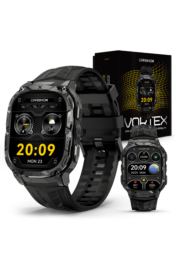 vortex smart watch rugged fitness tracker waterproof, compatible with android and ios phone